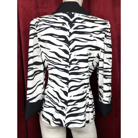 Jean Louis Scherrer Numbered Zebra Print Jacket Rayon Couture Power Shoulder - Picture 3 of 6
